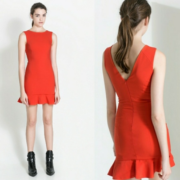 ZARA TUBE DRESS WITH RUFFLE HEM - Picture 4 of 7